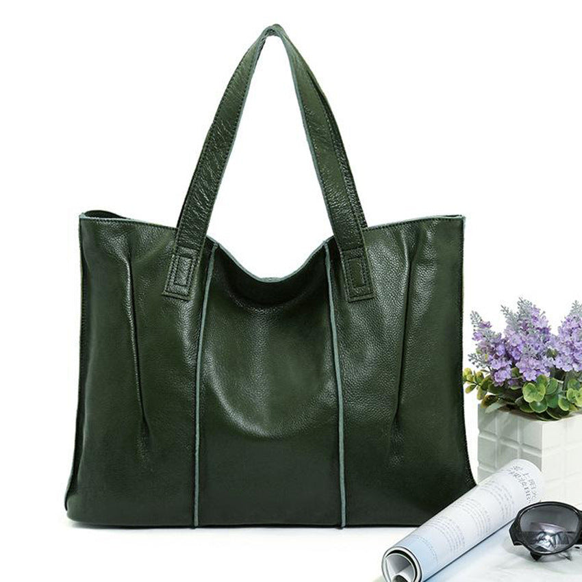 Women's Leather First Layer Cowhide Fashion Commuter Shoulder Bags