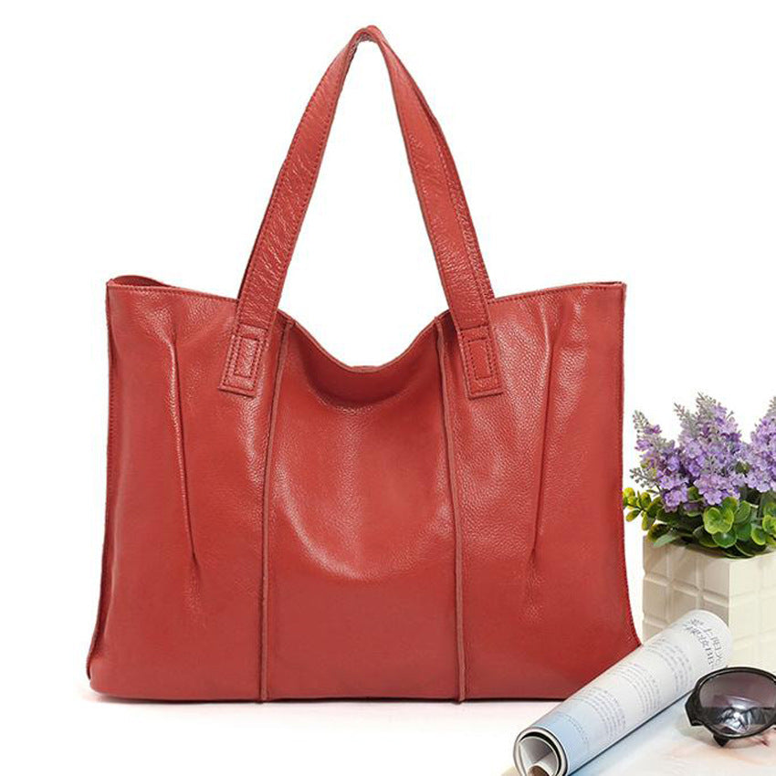 Women's Leather First Layer Cowhide Fashion Commuter Shoulder Bags