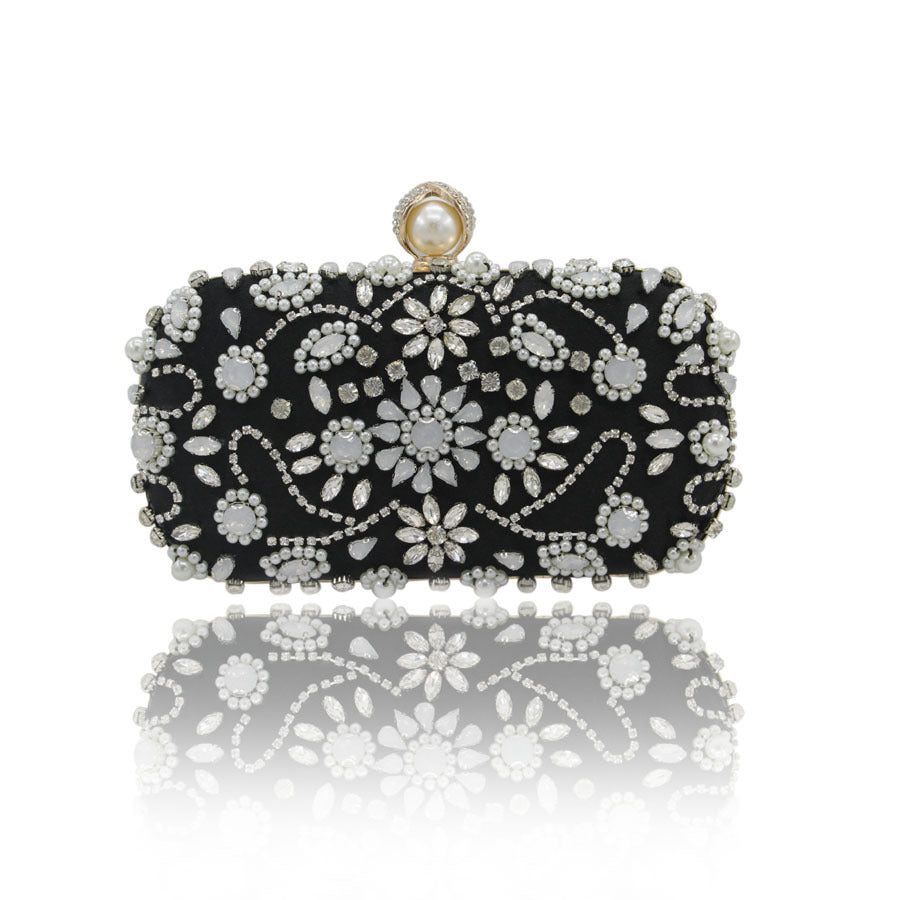 Women's Retro Diamonds Handmade Beaded Banquet Clutch Dress Bags