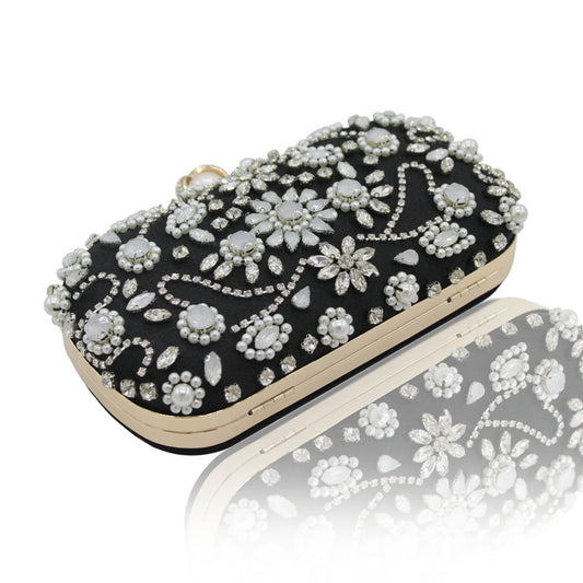 Women's Retro Diamonds Handmade Beaded Banquet Clutch Dress Bags