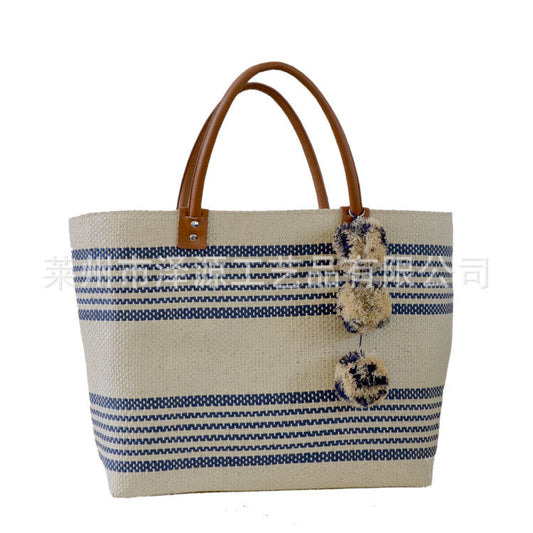 Fashion Fur Ball Tassel Decoration Hand-woven Handbags