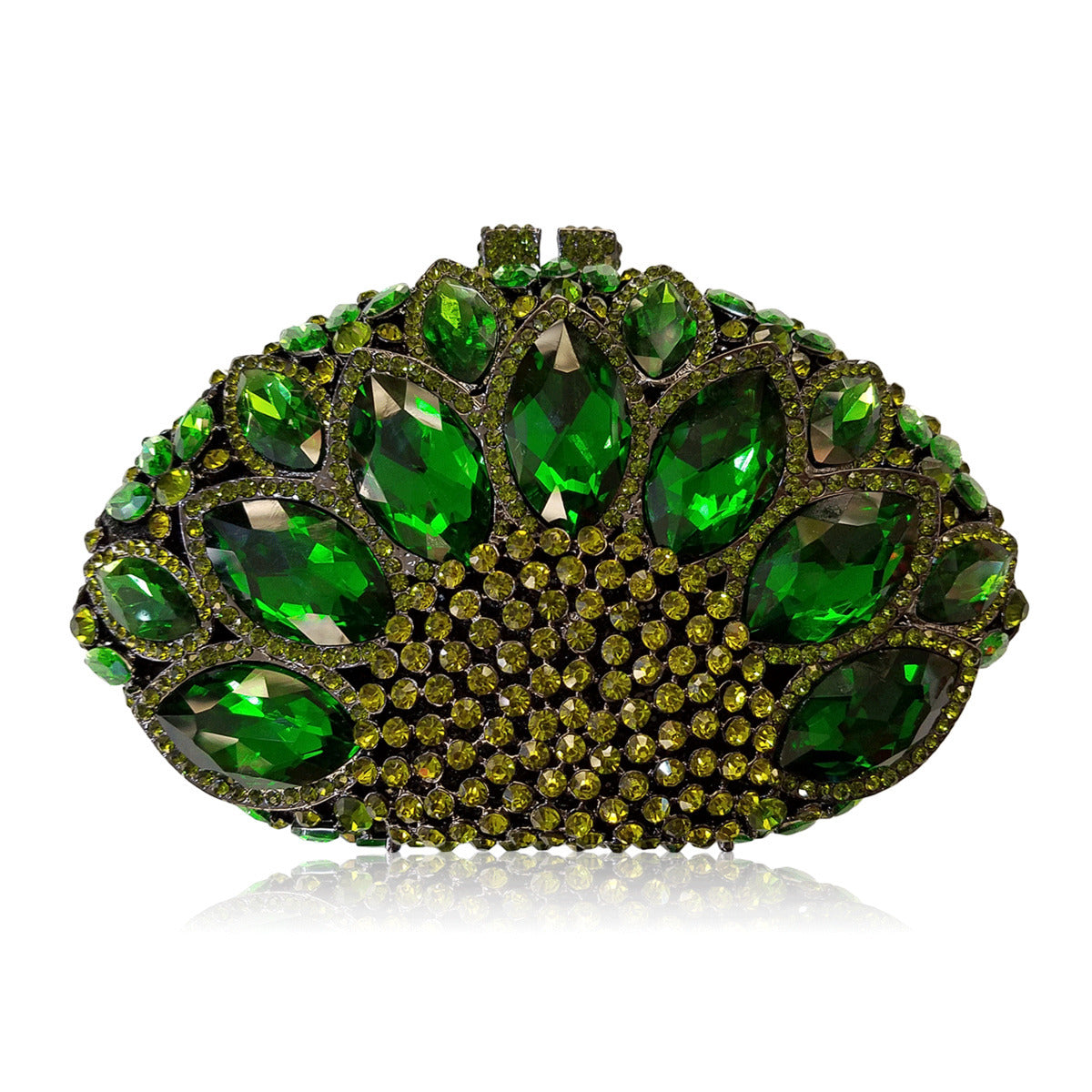 Women's Hollow Metal Horse Eye Glass Crystal Evening Bags