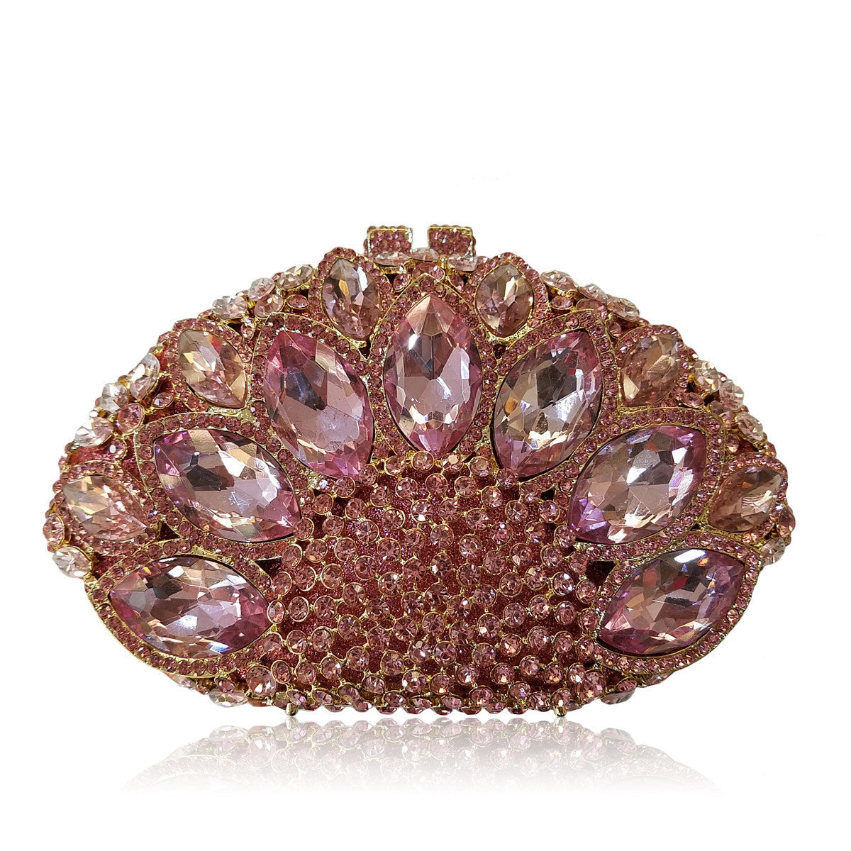 Women's Hollow Metal Horse Eye Glass Crystal Evening Bags