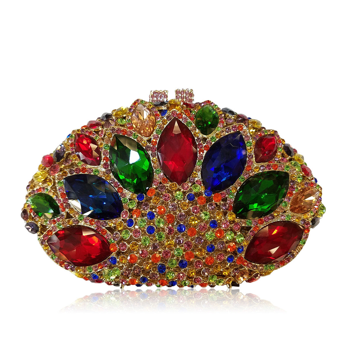 Women's Hollow Metal Horse Eye Glass Crystal Evening Bags
