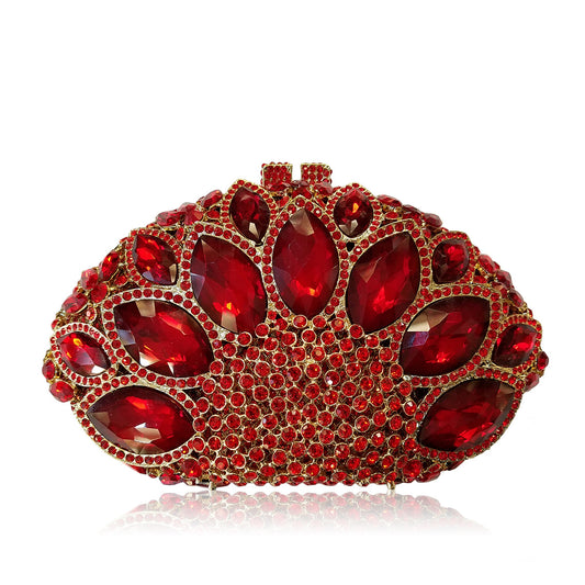 Women's Hollow Metal Horse Eye Glass Crystal Evening Bags