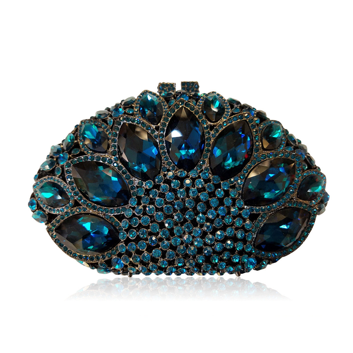 Women's Hollow Metal Horse Eye Glass Crystal Evening Bags