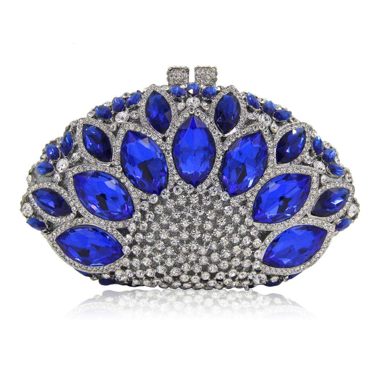 Women's Hollow Metal Horse Eye Glass Crystal Evening Bags