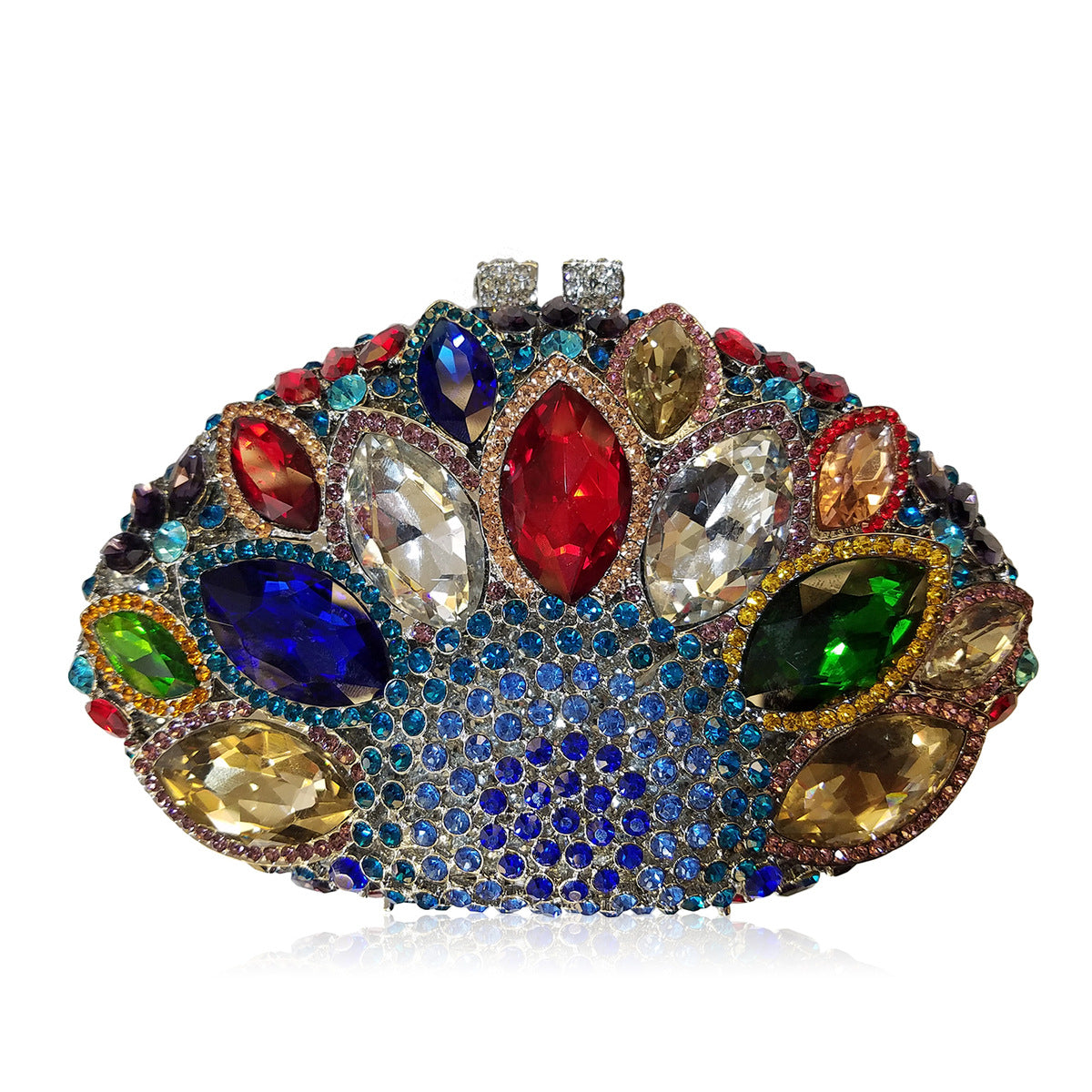 Women's Hollow Metal Horse Eye Glass Crystal Evening Bags