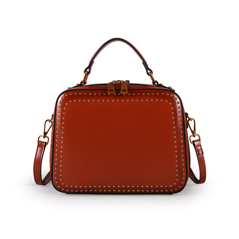 Women's Leather Fashion Rivet Retro Style Shoulder Bags