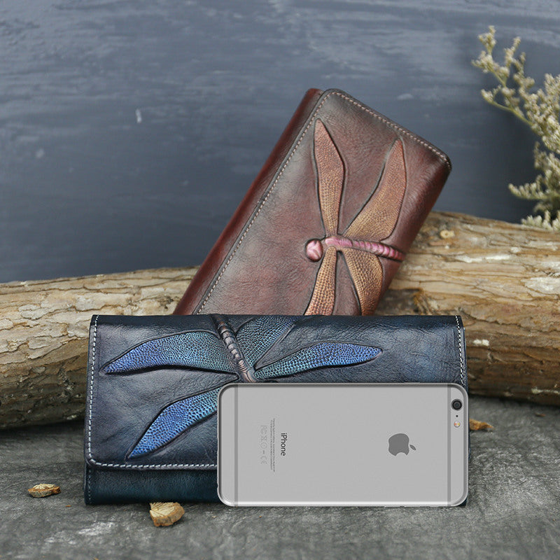 Women's First Layer Cowhide Female Butterfly Leather Ladies Wallets