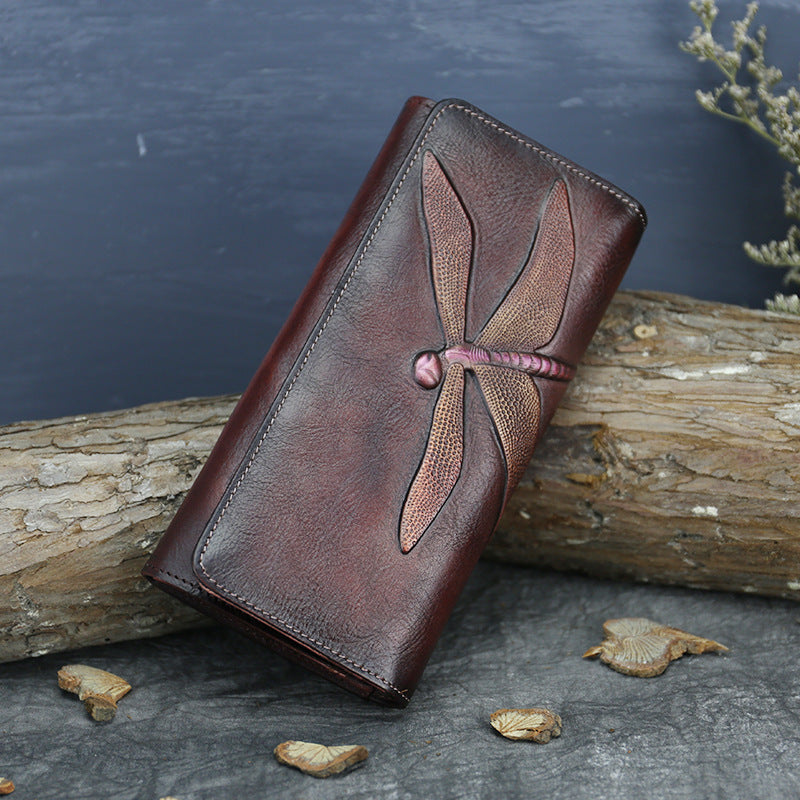 Women's First Layer Cowhide Female Butterfly Leather Ladies Wallets