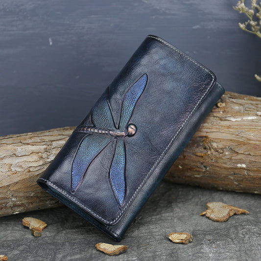 Women's First Layer Cowhide Female Butterfly Leather Ladies Wallets