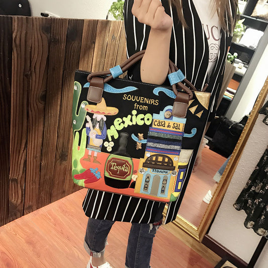 Women's Retro Portable Korean Style Handmade Embroidery Trendy Handbags