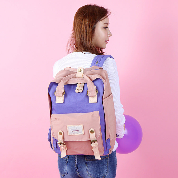 Contrast Color Canvas Fresh Leisure Portable Backpacks