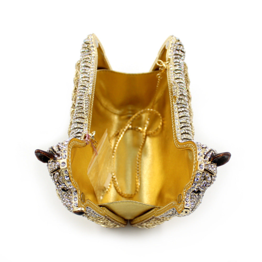 Women's Puppy Rhinestone Hollow Metal Crystal Dinner Bags
