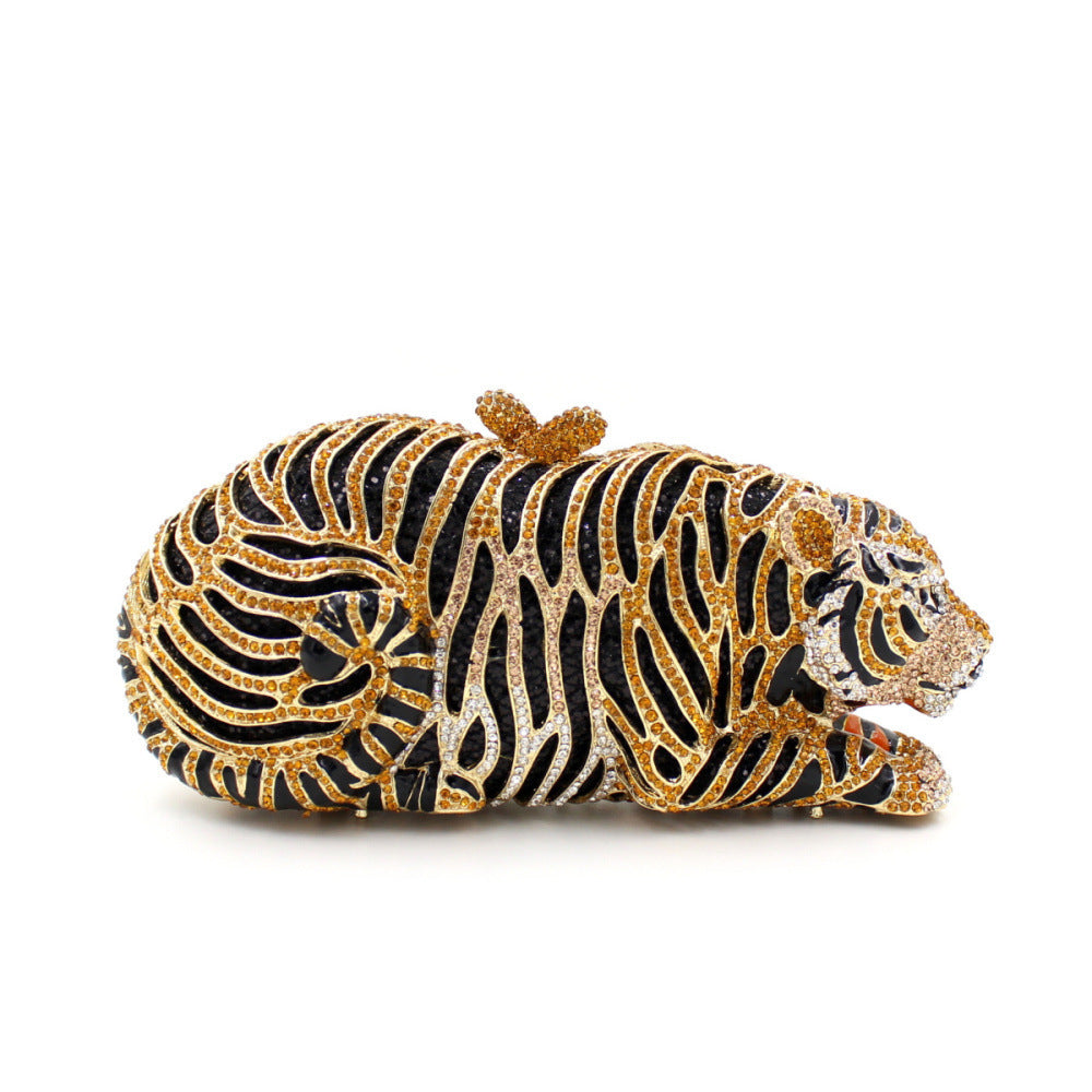 Women's Selected Tiger Rhinestone Hollow Metal Crystal Evening Bags