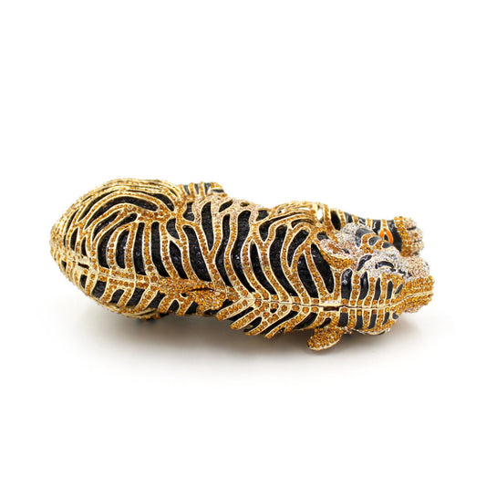 Women's Selected Tiger Rhinestone Hollow Metal Crystal Evening Bags