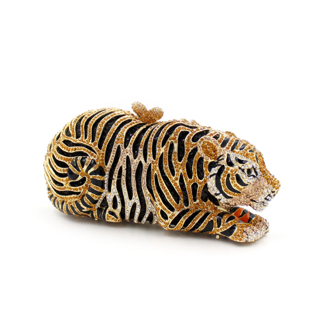 Women's Selected Tiger Rhinestone Hollow Metal Crystal Evening Bags