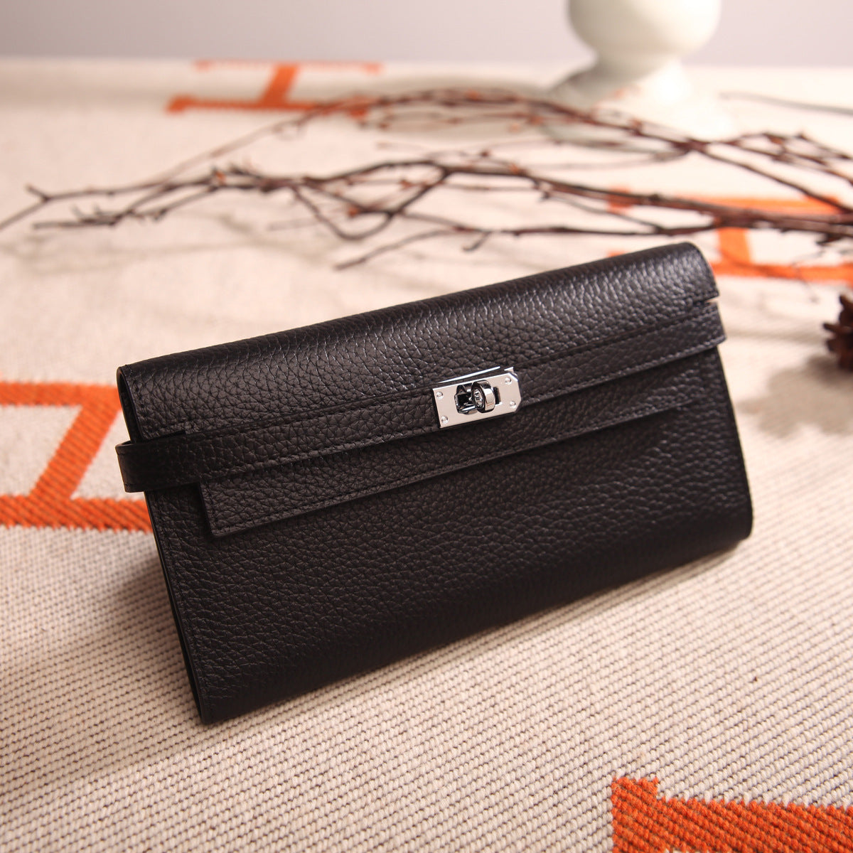 Women's Pattern Platinum First Layer Cowhide Clutch Ladies Wallets