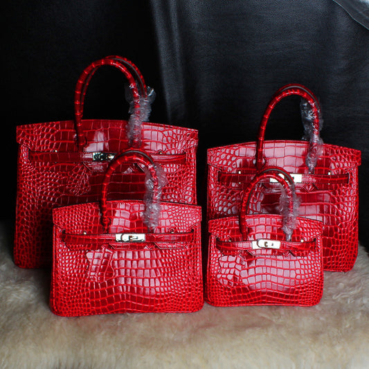 Platinum Macaron Series Crocodile Pattern Portable Shoulder Bags
