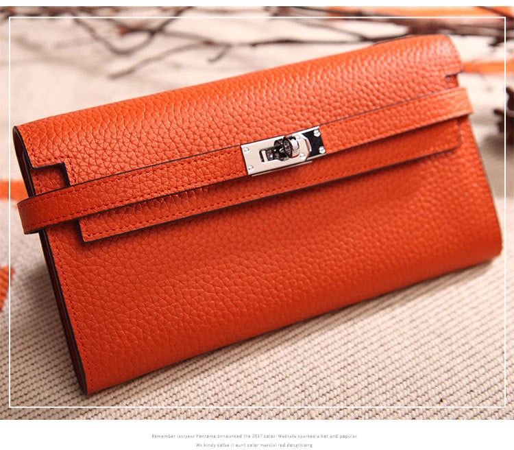 Women's Pattern Platinum First Layer Cowhide Clutch Ladies Wallets