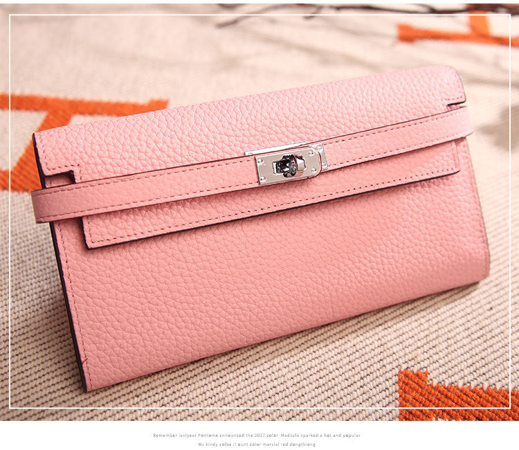 Women's Pattern Platinum First Layer Cowhide Clutch Ladies Wallets