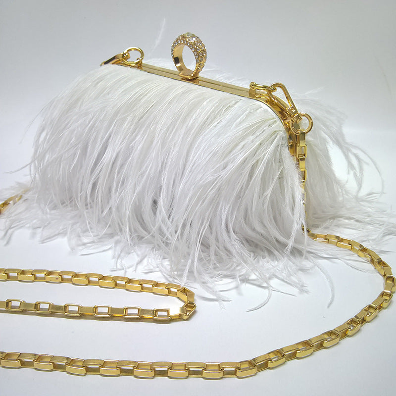 Women's Dinner Wedding Ostrich Hair Fur Evening Bags