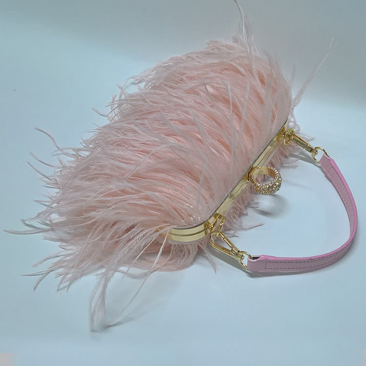 Women's Dinner Wedding Ostrich Hair Fur Evening Bags