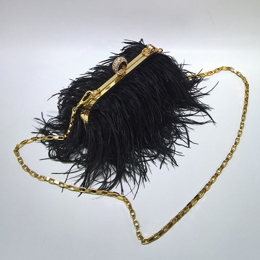 Women's Dinner Wedding Ostrich Hair Fur Evening Bags