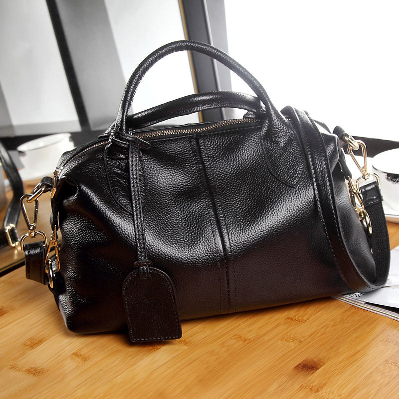 Women's Cow Leather Fashion Boston Genuine Portable Shoulder Bags