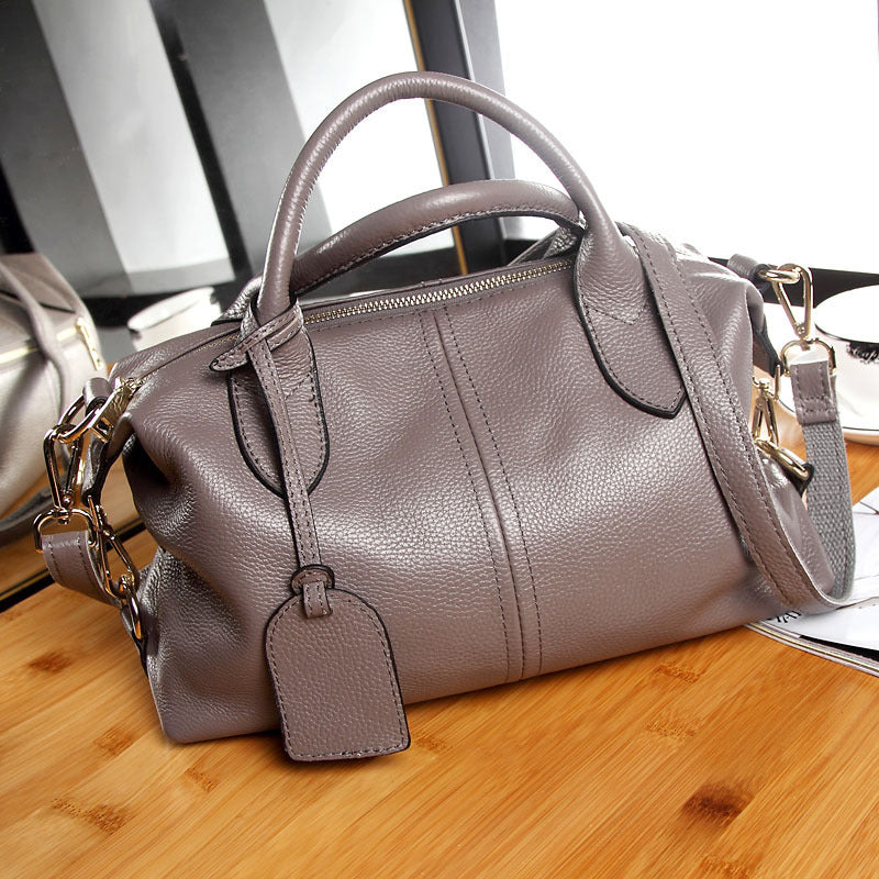 Women's Cow Leather Fashion Boston Genuine Portable Shoulder Bags