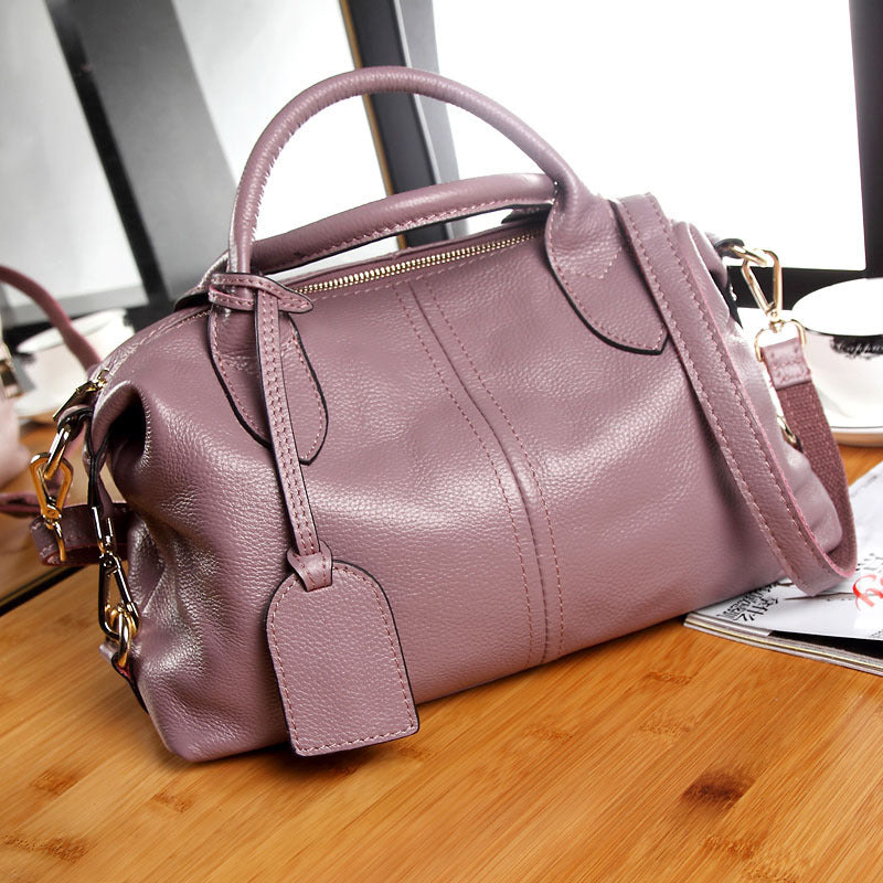 Women's Cow Leather Fashion Boston Genuine Portable Shoulder Bags