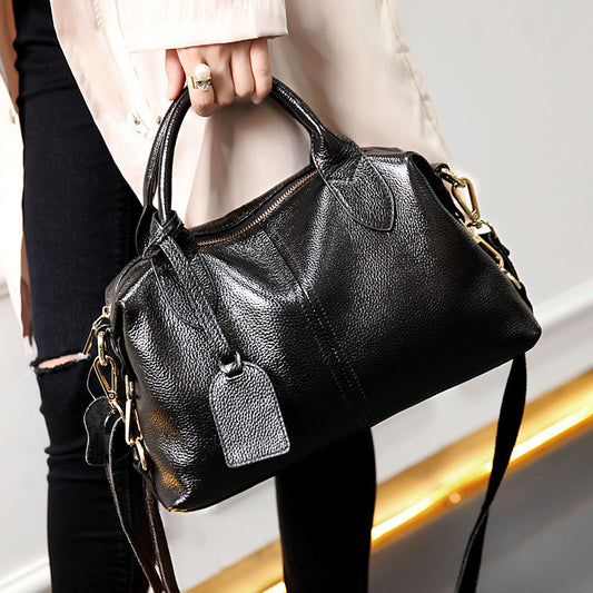 Women's Cow Leather Fashion Boston Genuine Portable Shoulder Bags