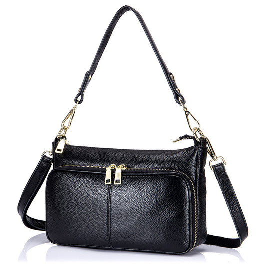 Women's Fashion Genuine Leather Versatile Practical Zipper Shoulder Bags