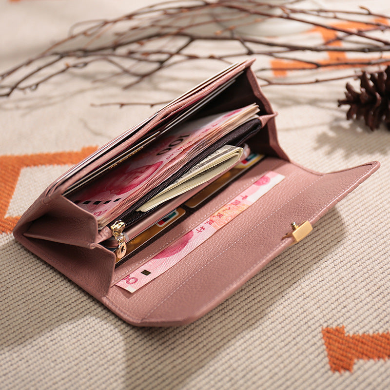 Style First Layer Cowhide Long Large Capacity Ladies Wallets