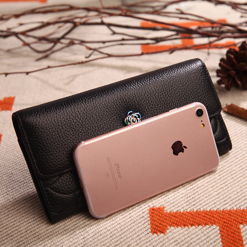 Women's Cowhide Mid-length Korean Style Multiple Slots Ladies Wallets