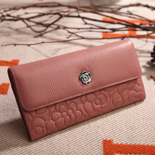 Women's Cowhide Mid-length Korean Style Multiple Slots Ladies Wallets