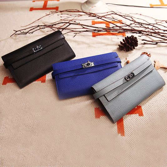 Women's Pattern Platinum First Layer Cowhide Clutch Ladies Wallets