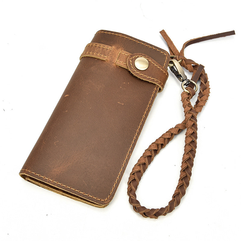 Men's Crazy Horse Leather Long Pocket Multiple Men's Wallets
