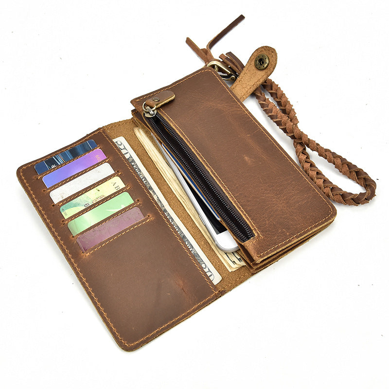 Men's Crazy Horse Leather Long Pocket Multiple Men's Wallets
