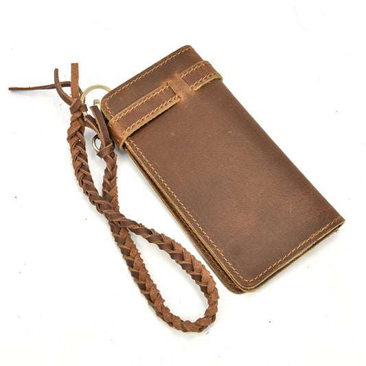 Men's Crazy Horse Leather Long Pocket Multiple Men's Wallets