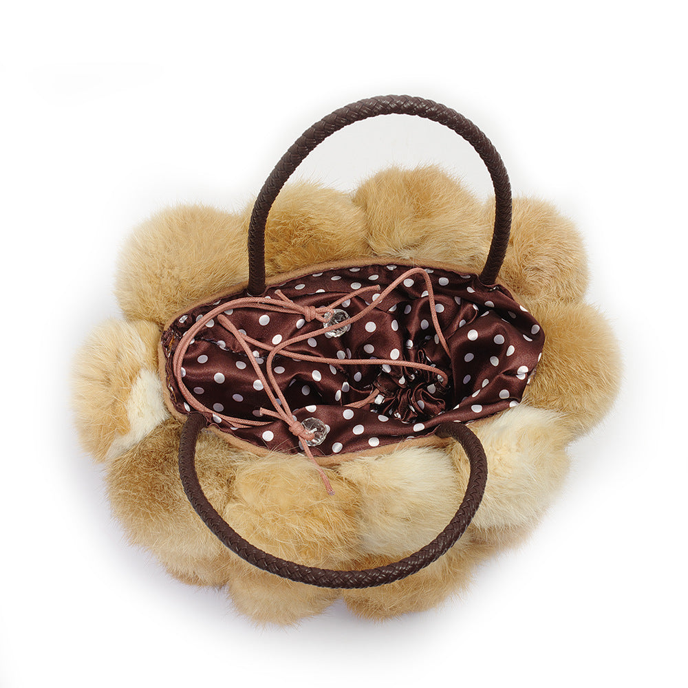 Unique Stylish Rabbit Fur Ball Rex Handbags