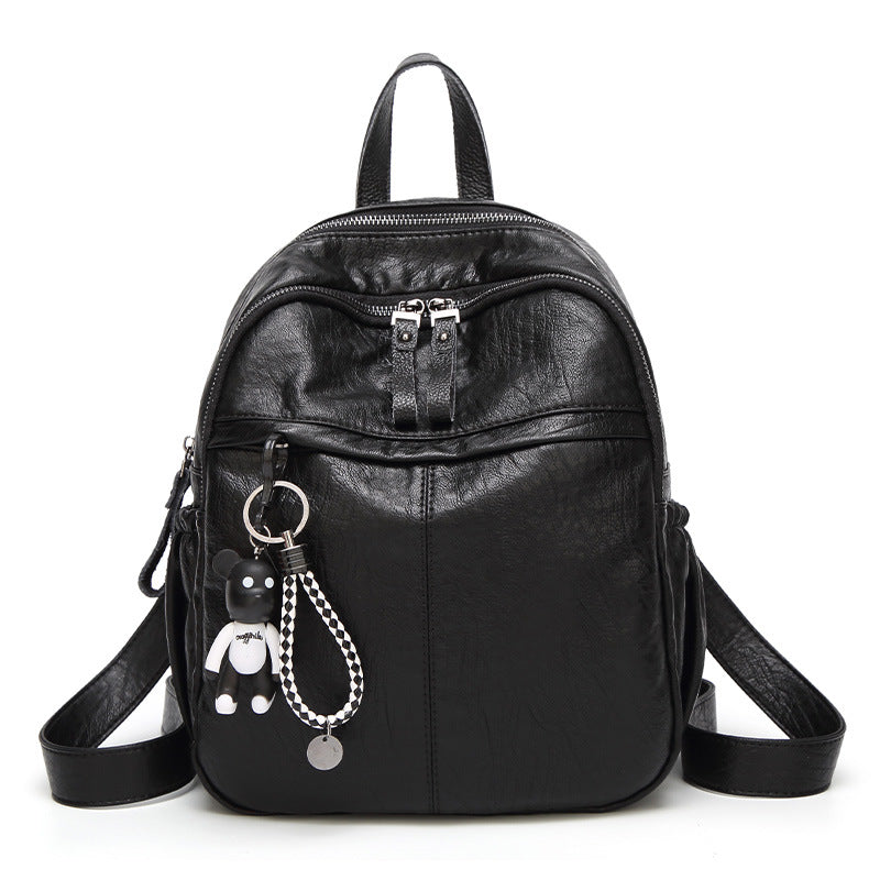 Women's Korean Fashionable Lady Soft Leather Large Backpacks