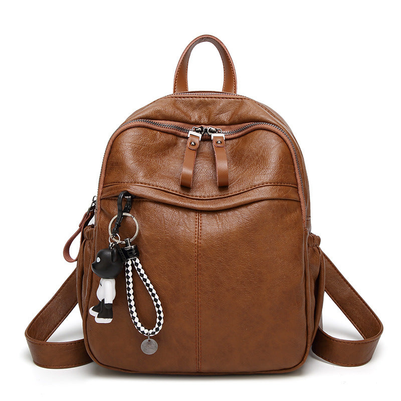 Women's Korean Fashionable Lady Soft Leather Large Backpacks
