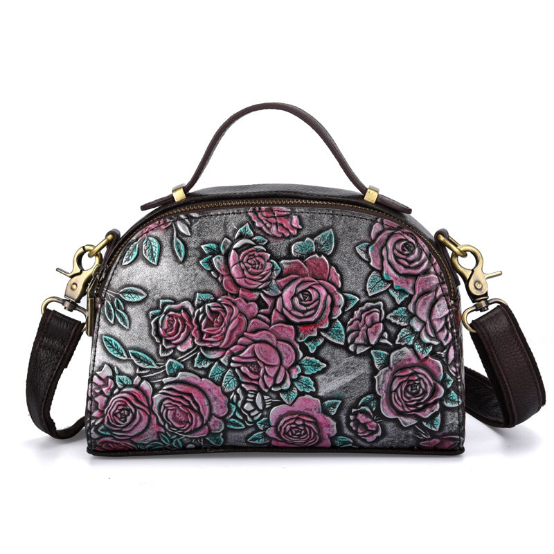 Women's Rose Hand-rub Color Genuine Leather Fashion Shoulder Bags