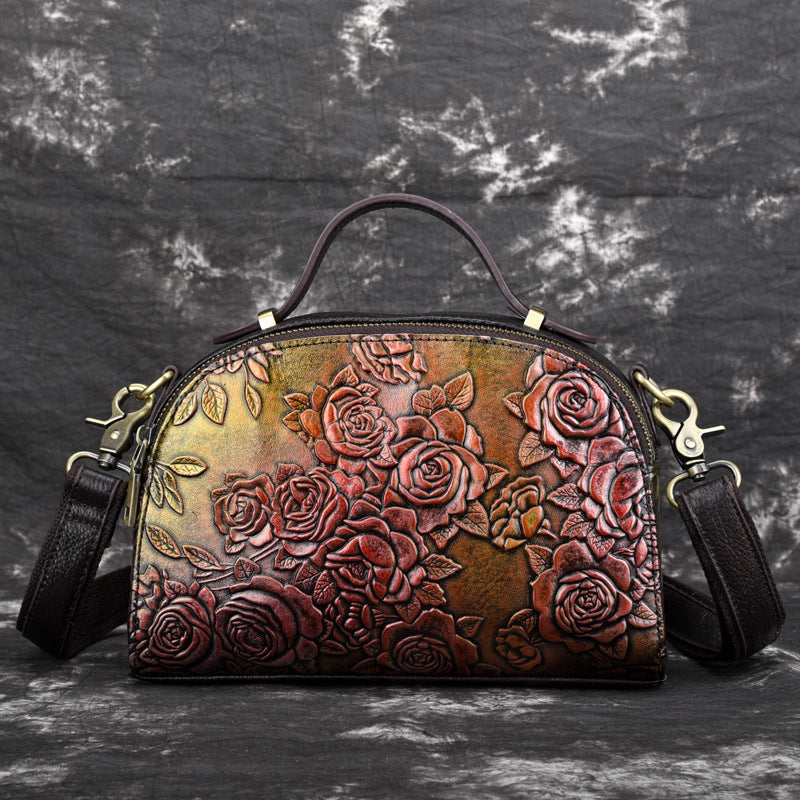 Women's Rose Hand-rub Color Genuine Leather Fashion Shoulder Bags