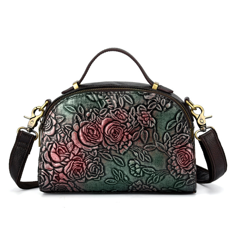 Women's Rose Hand-rub Color Genuine Leather Fashion Shoulder Bags