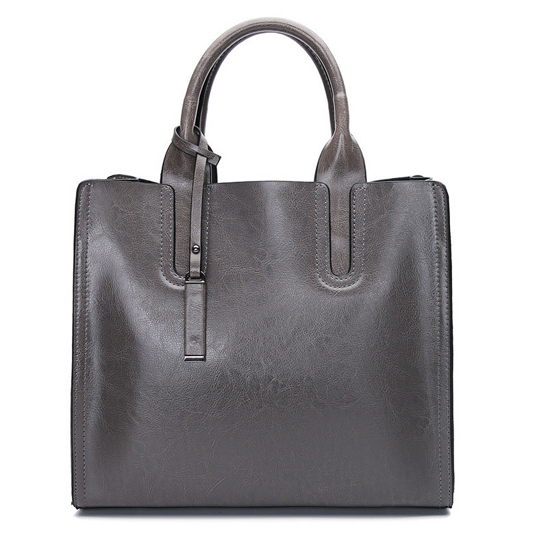 Women's Oil Wax Leather Hand Holding Genuine Handbags