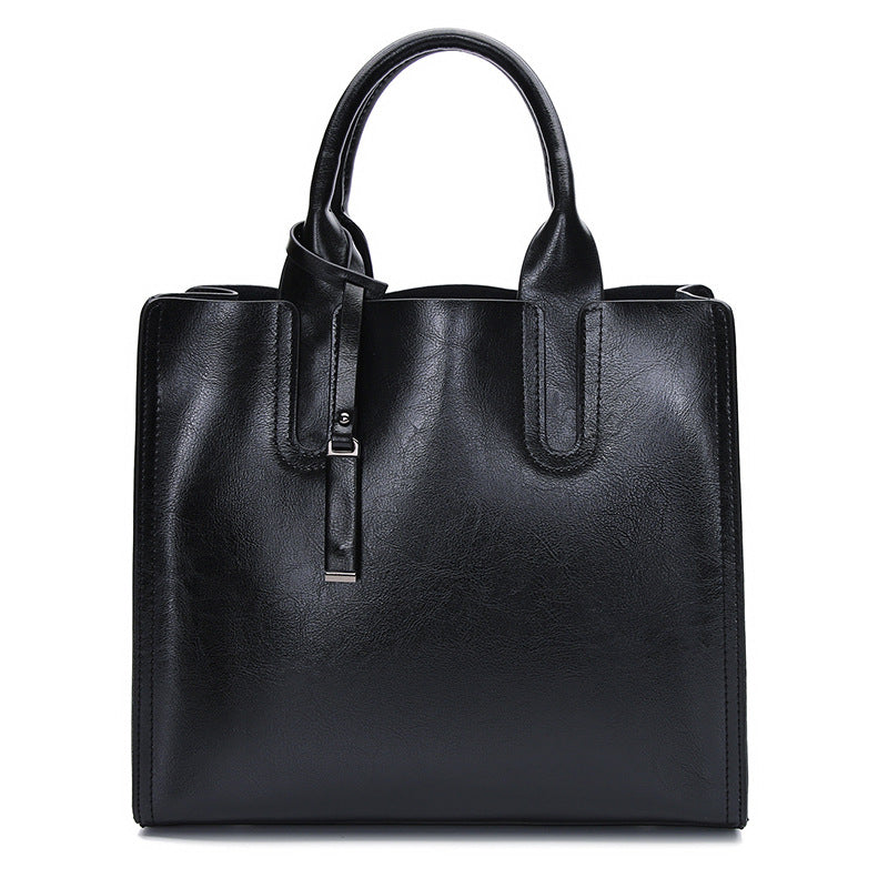 Women's Oil Wax Leather Hand Holding Genuine Handbags