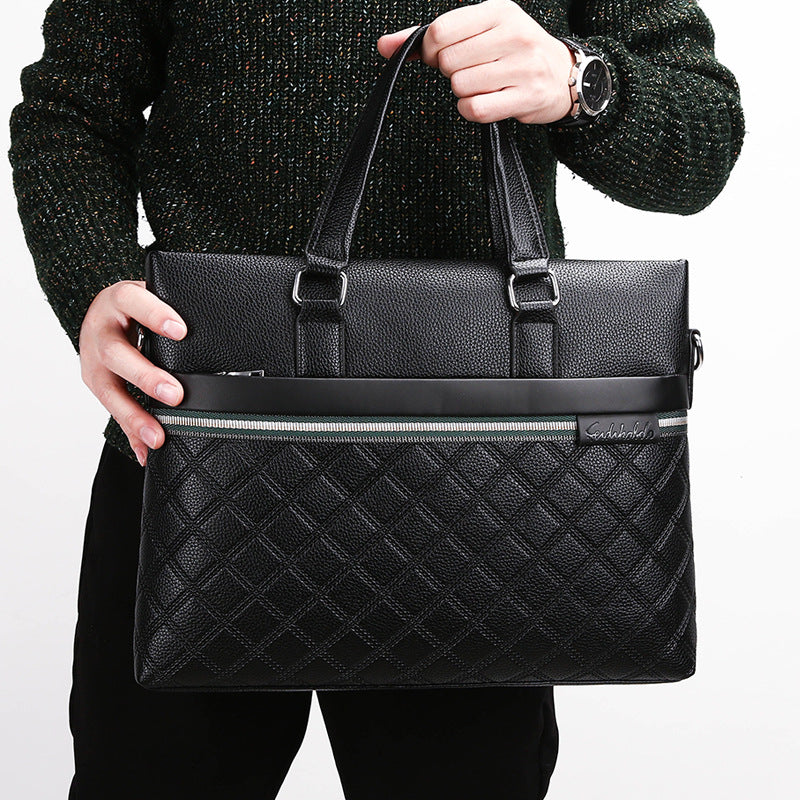 Men's Diamond Fashion Horizontal Business Computer Men's Handbags